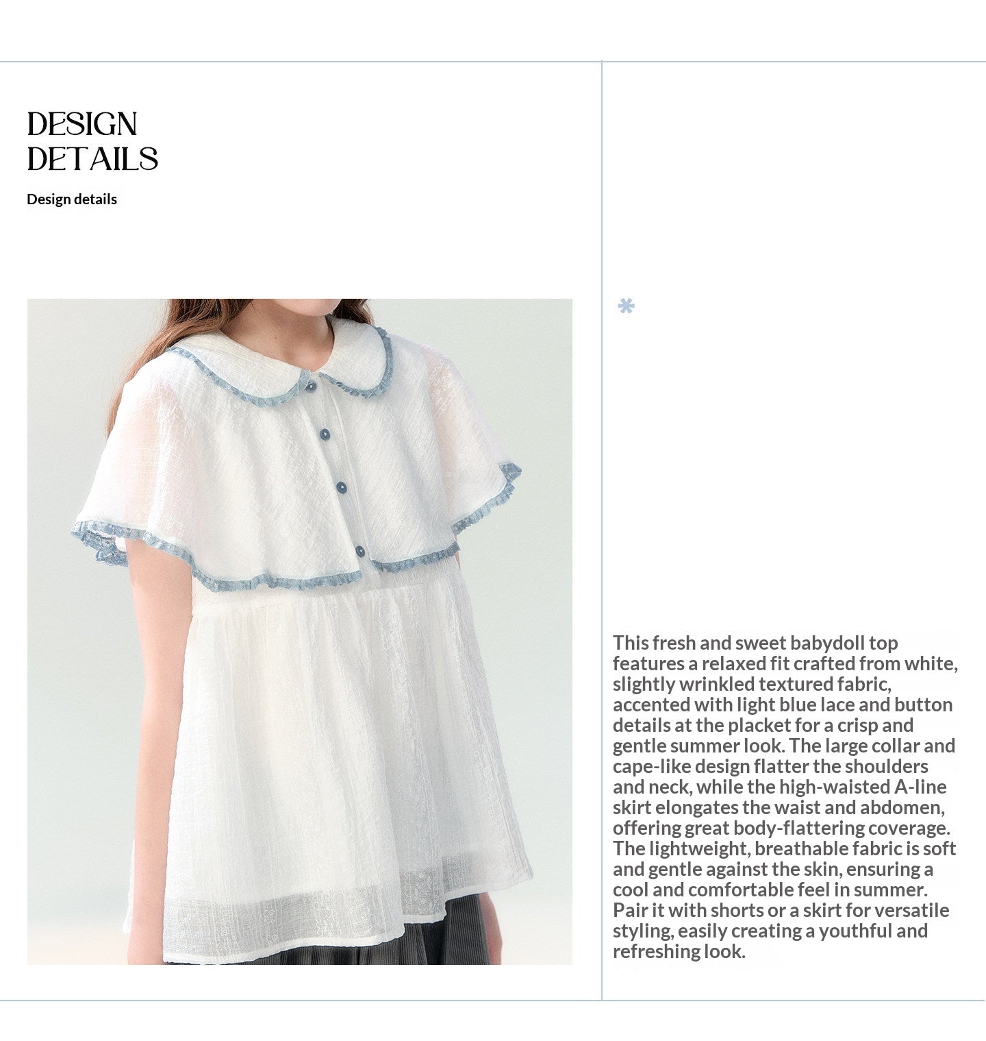 "Cloudside Letter" White Cape Collar Babydoll Blouse LL2026218