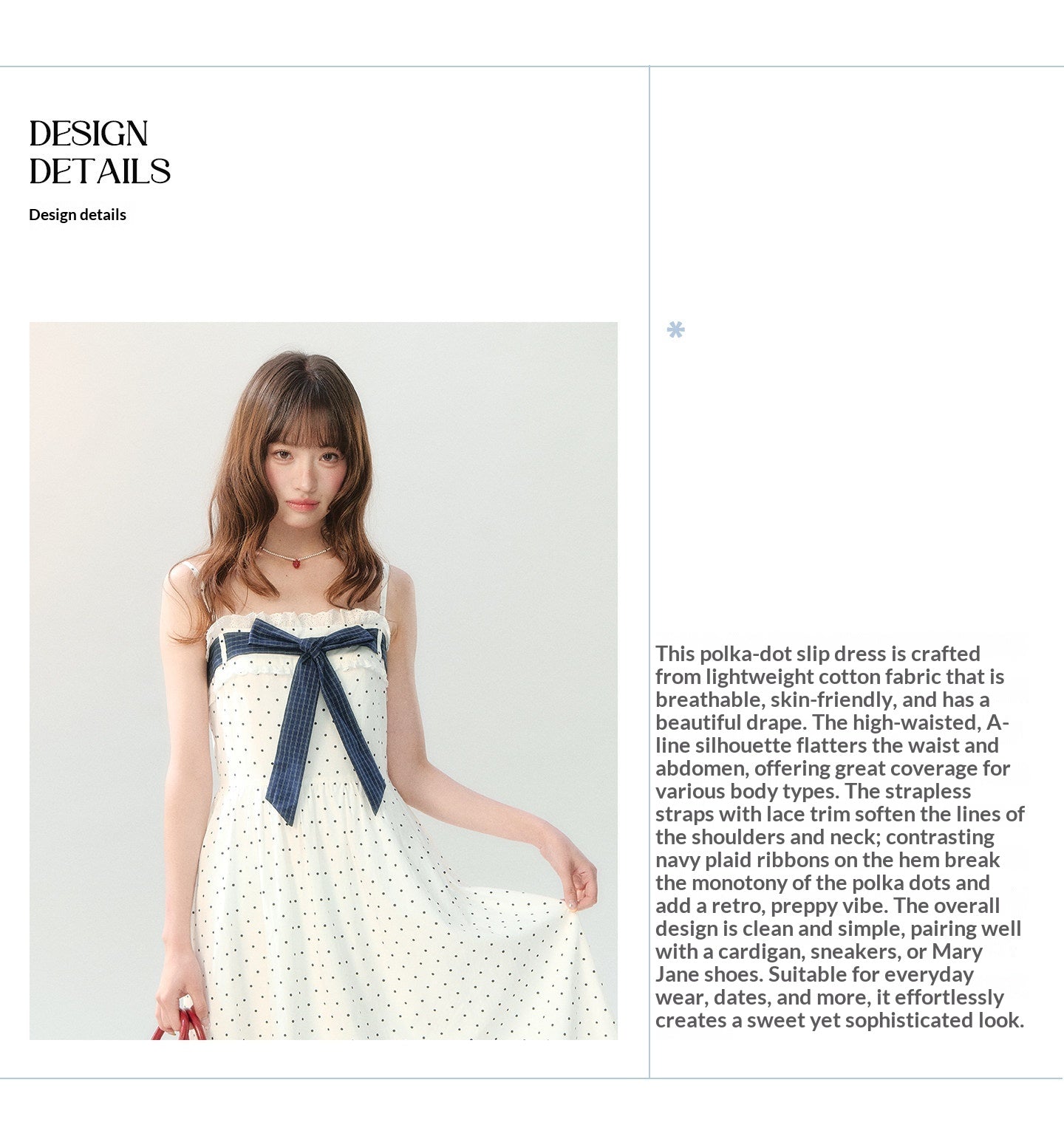"Soft Mist Cream Puff" White Polka Dot Cami Dress LL2026207