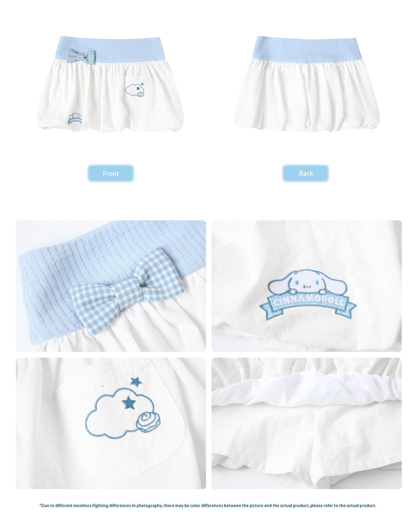 Two Ways to Wear! Cinnamoroll Cropped Cardigan / Round-Neck Blouse / Bubble Skort