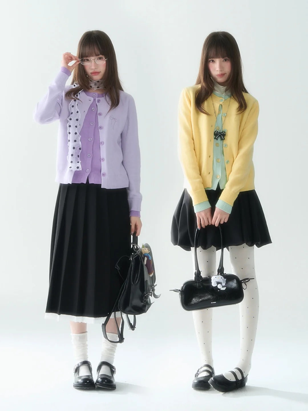 罐头士多所 - "Sugar Trap" Sweet Embroidered Faux Two-Piece Knit Cardigan