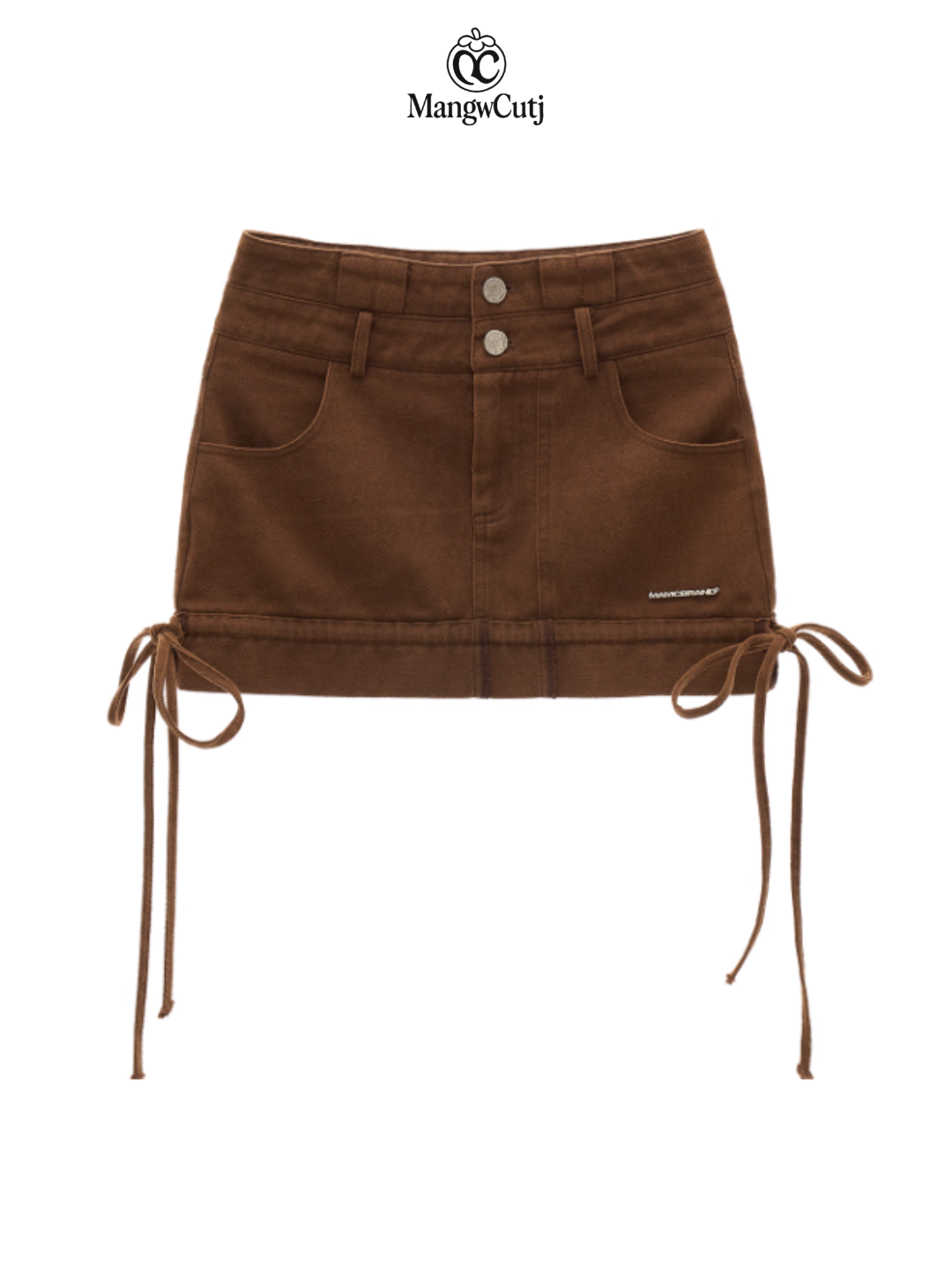 MAMC - Dual-Waist Drawstring Mini Skirt (Cocoa Brown)