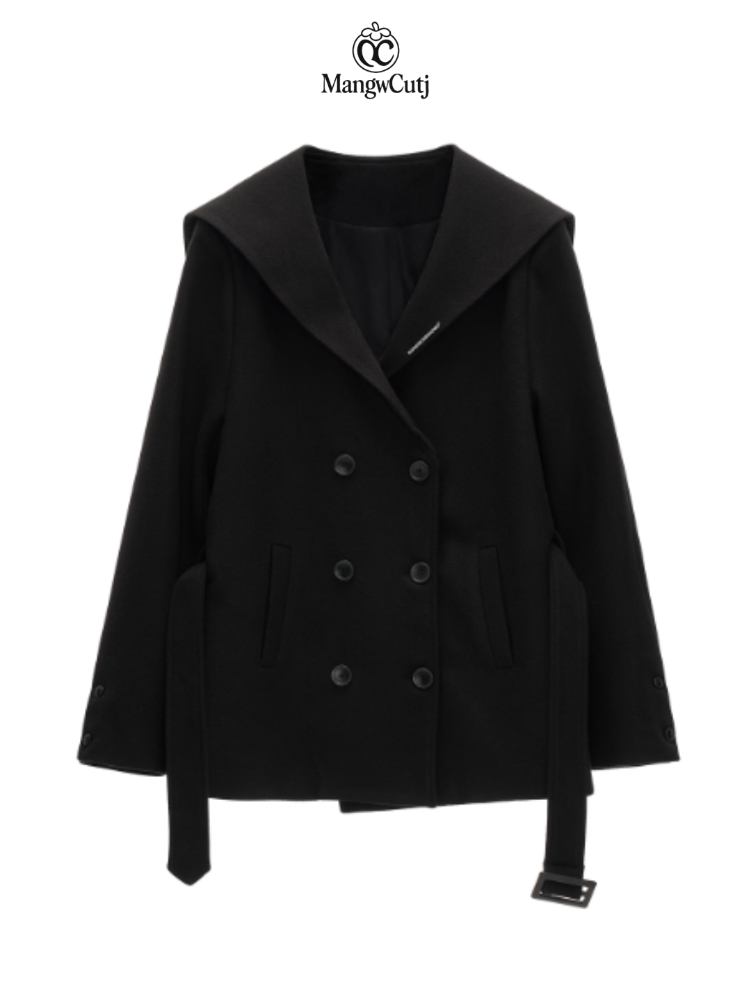 MAMC - Academia Wool Belted Blazer – Double-Breasted Black