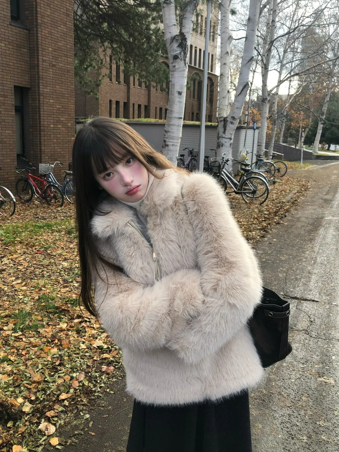 Zzouu - Thickened Fleece Wool Overcoat - Porridge Color