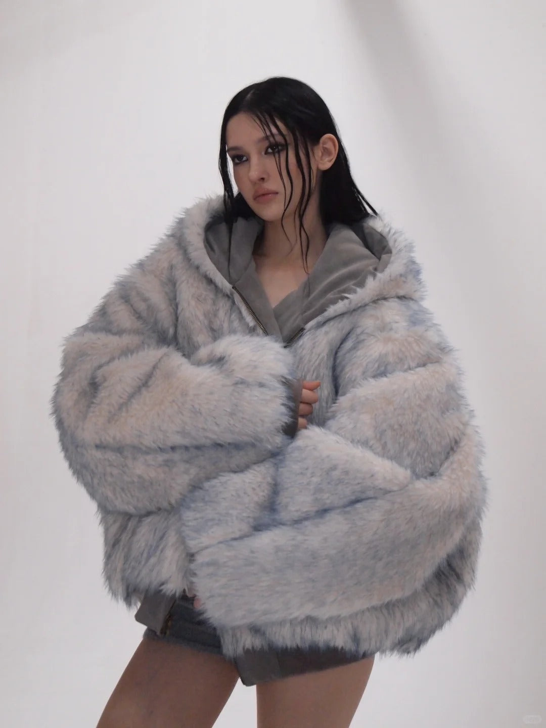 Muirgen - Frostbyte Faux Fur Bomber — Dual-Sided Suede Streetwear Jacket