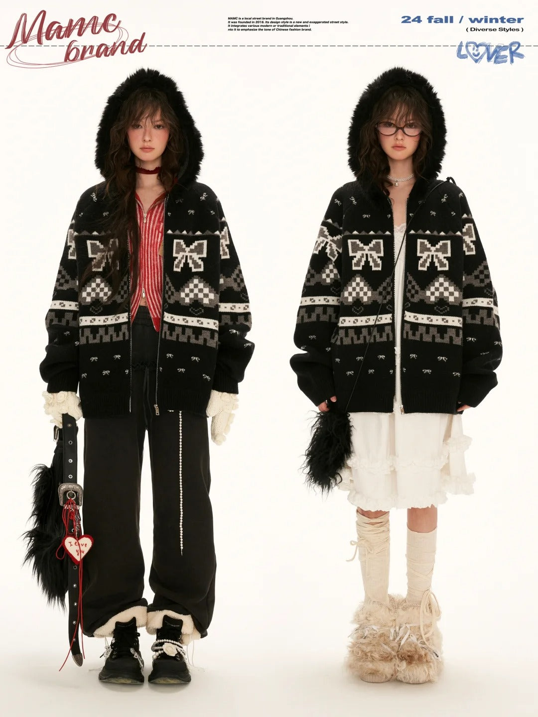 MAMC - "Black Urban Bow" Cardigan