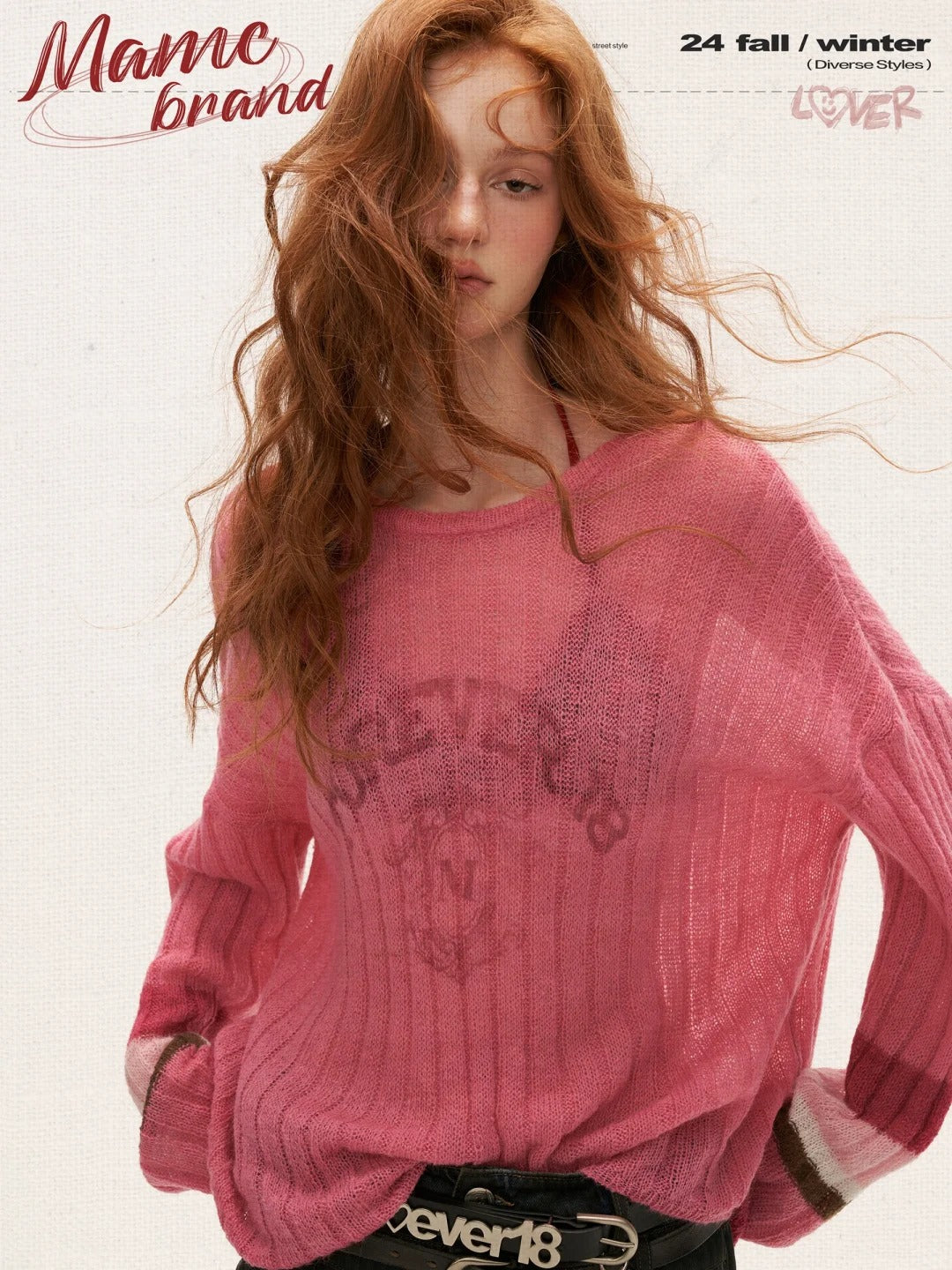 MAMC - Striped Round Neck Sheer Top