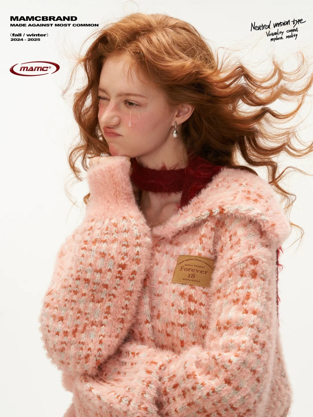 MAMC - Segment-Dyed Lapel Pink Cardigan