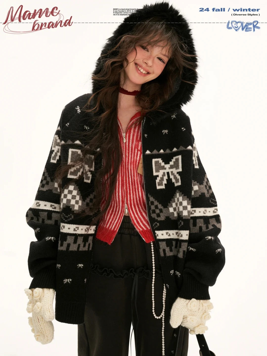 MAMC - "Black Urban Bow" Cardigan