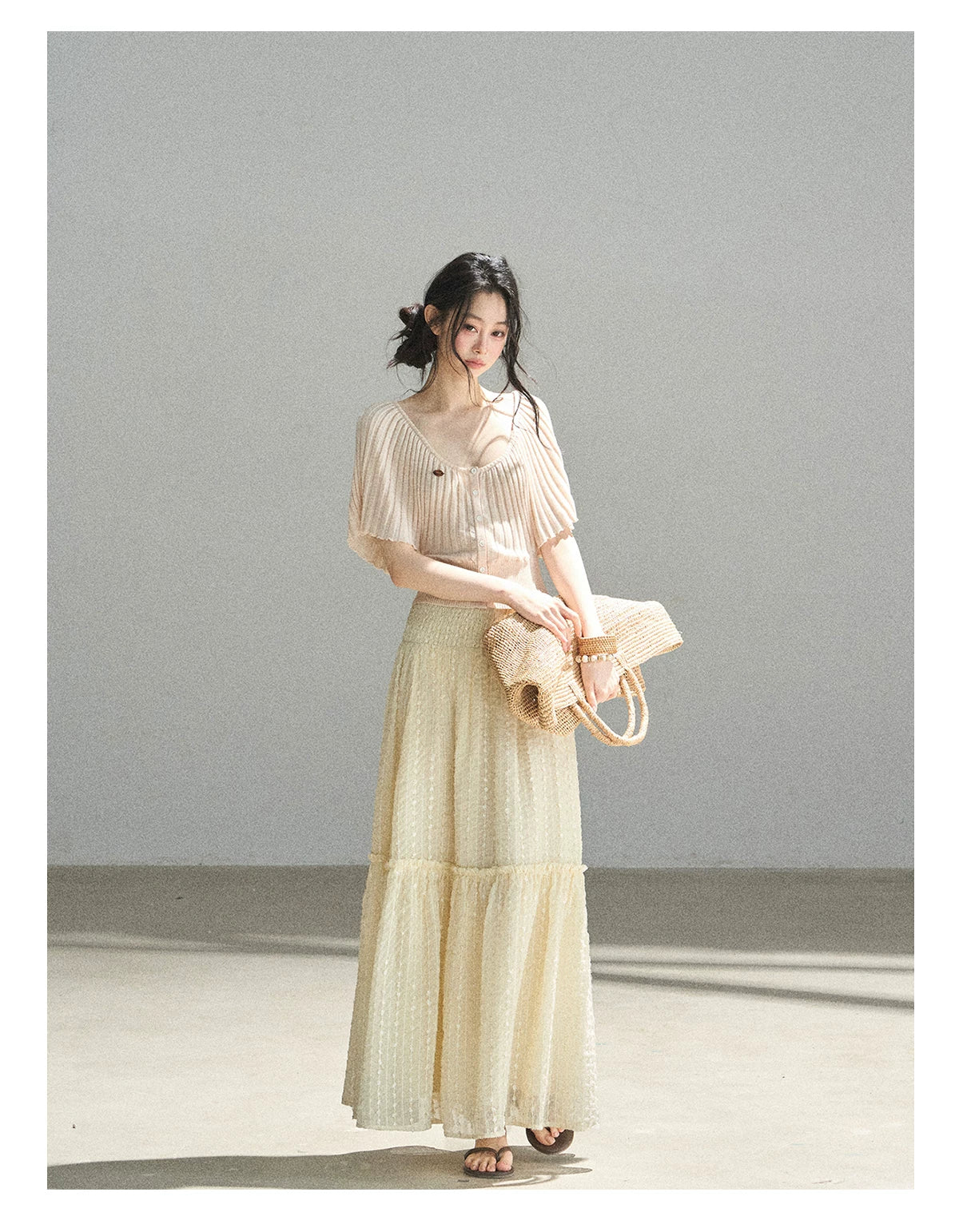 "Orange Sugar Glow" Blush Pink Convertible Off-Shoulder Knit Top