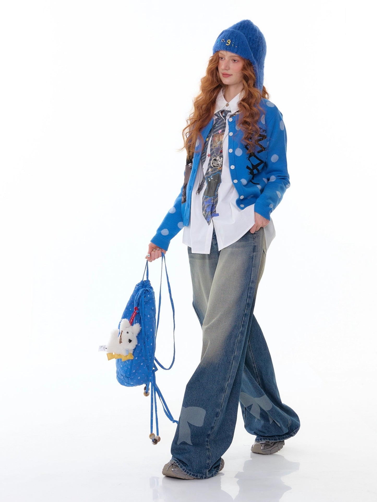 ZiziFei - Bow Embroidered High-Waisted Denim Jeans