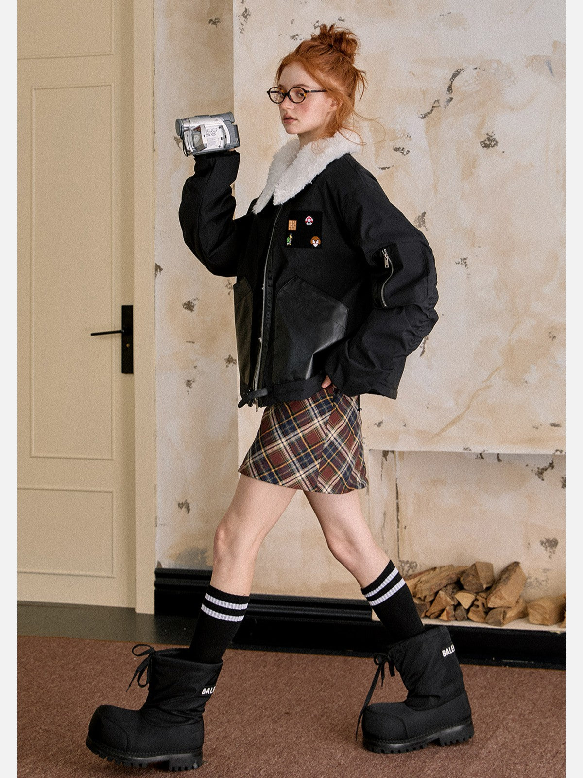 EZEK - Faux Shearling Contrast Puffer Jacket