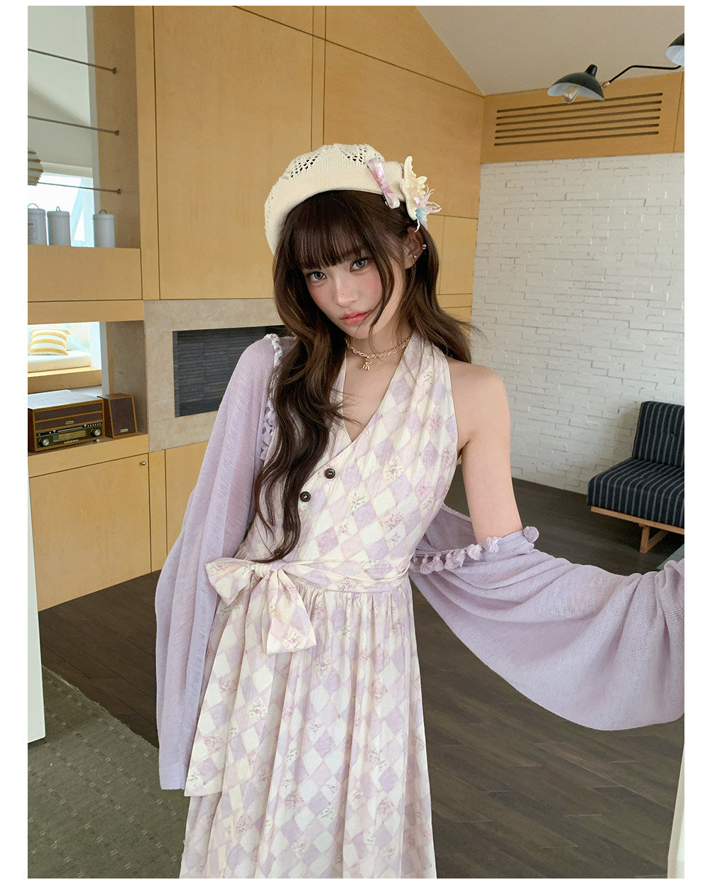 “Lavender Mist Sonata” Taro Purple Lace Slip Dress