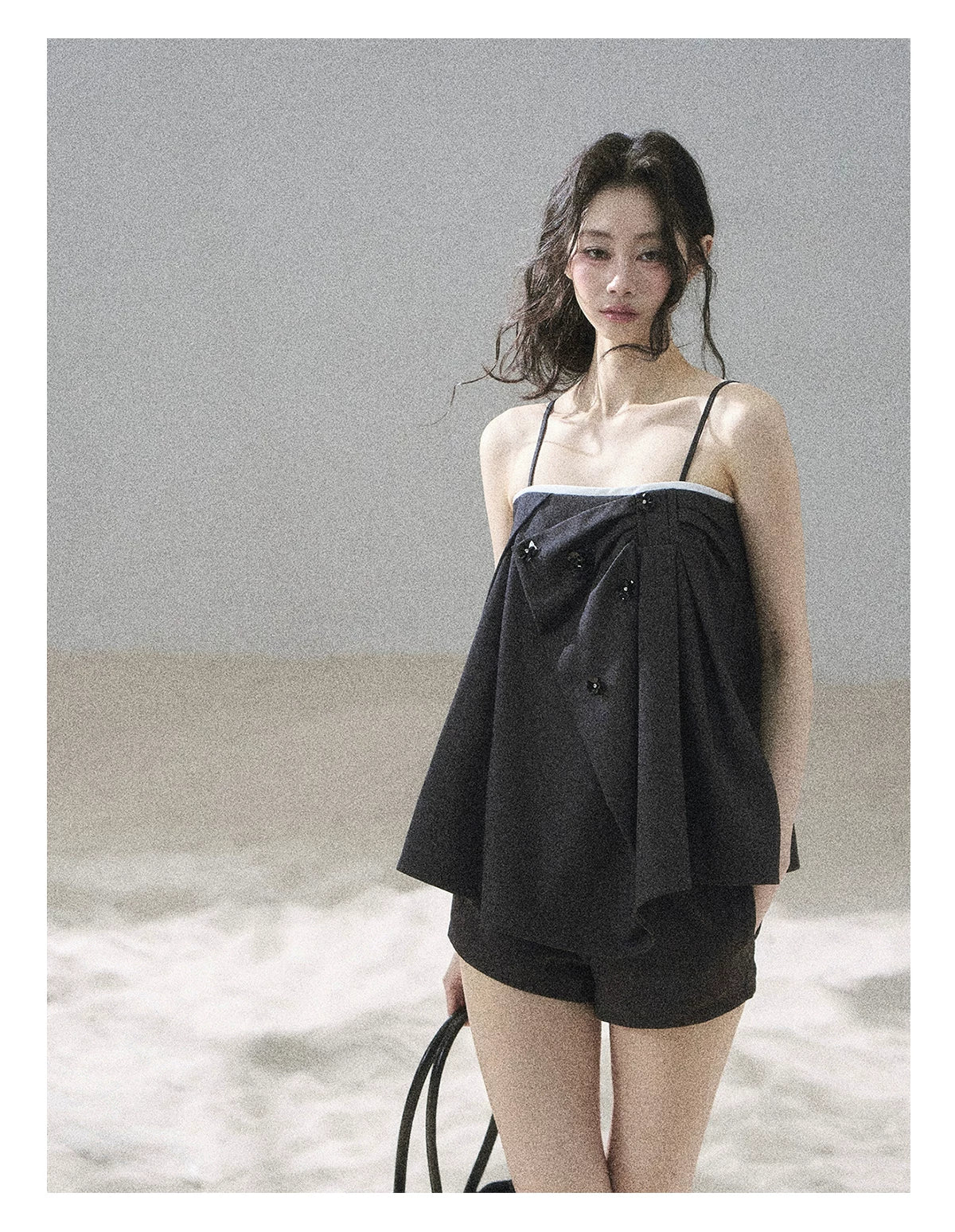 "Flowing Light & Shadow" Slate Gray Cami Top & Skort Two-Piece Set