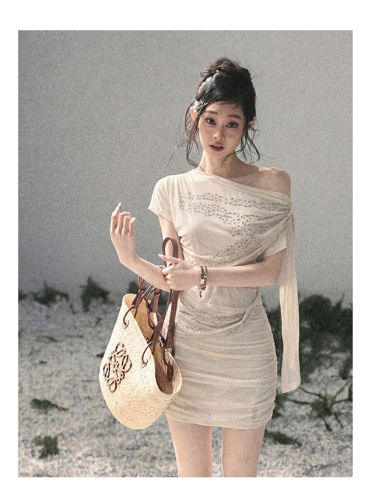 “Frosted Kiss” Milk Apricot Mini Dress