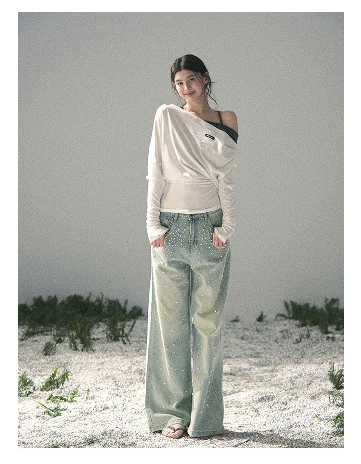 “Moonlit Monologue” Layered Off-Shoulder Halter Top