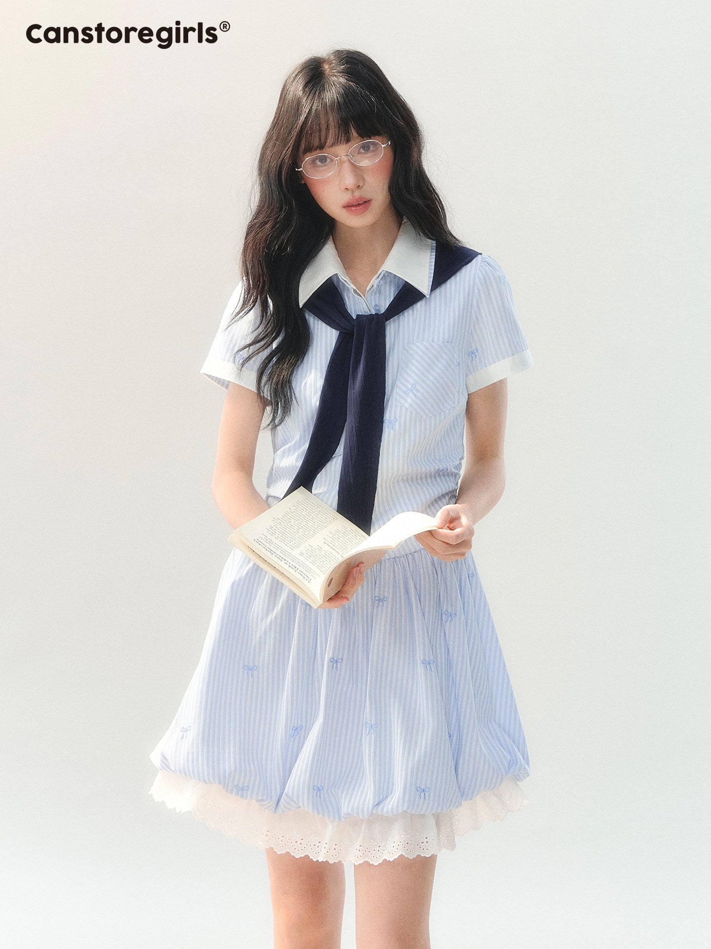 170726C "27° Ocean Waves" Navy Sailor Ribbon Stripe Dress
