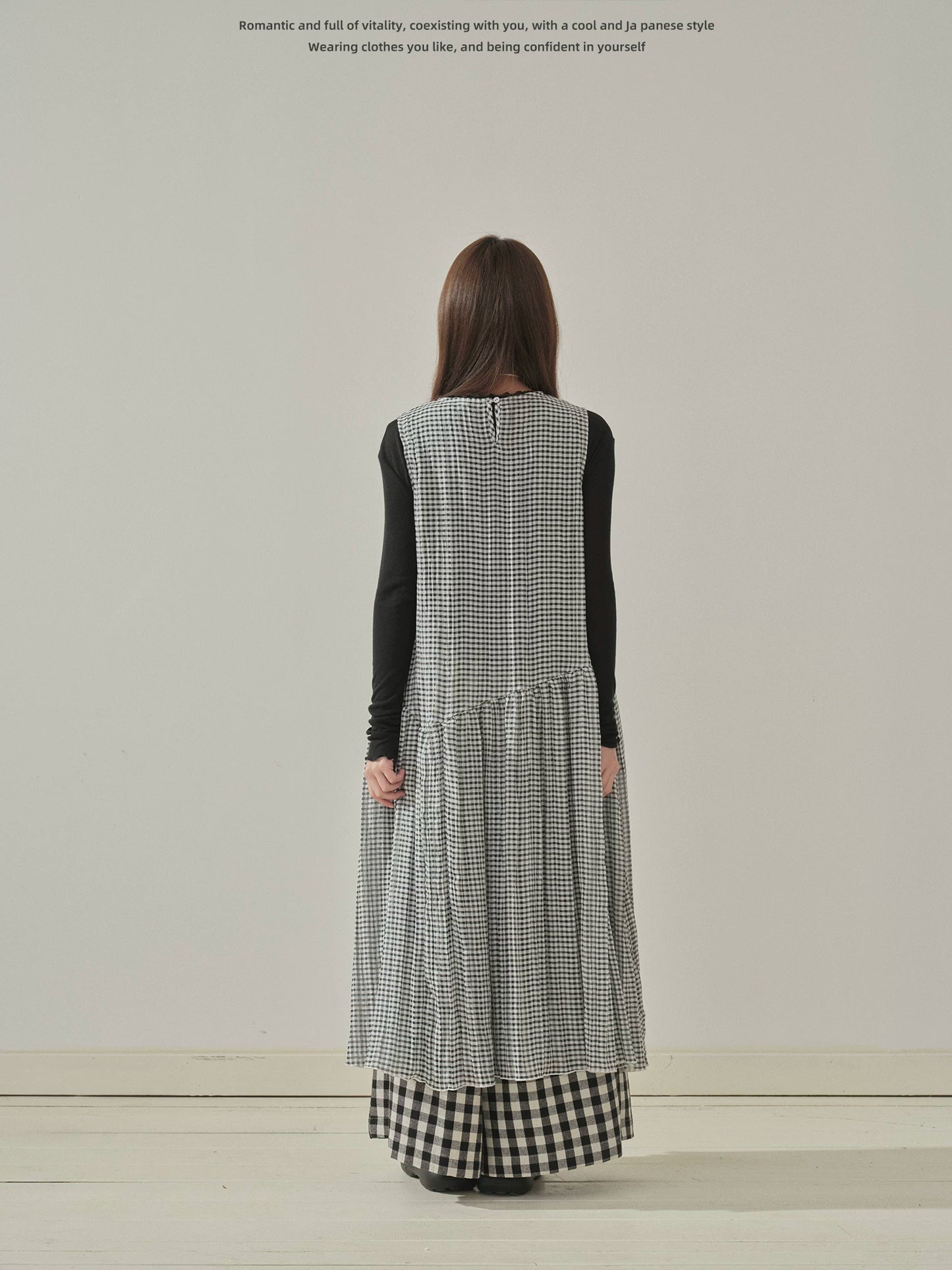 "Heritage Ribbon" Black & White Plaid Plaid Bow Maxi Dress