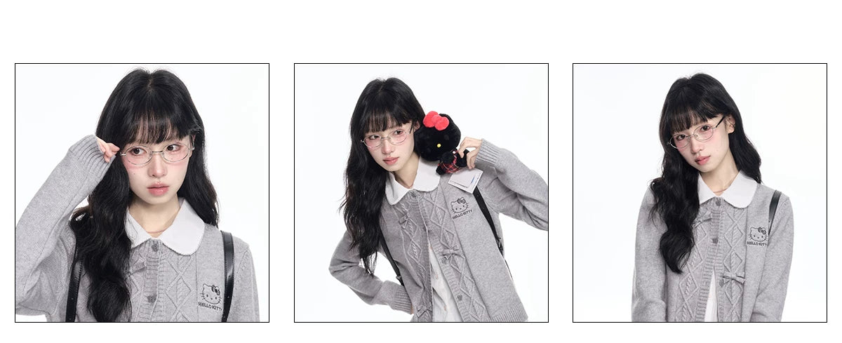170726K "Heather Ribbon" Gray Cable Knit Cardigan