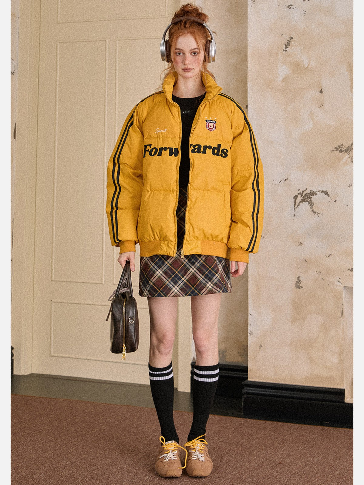 EZEK - Vintage Varsity Stripe Puffer Jacket