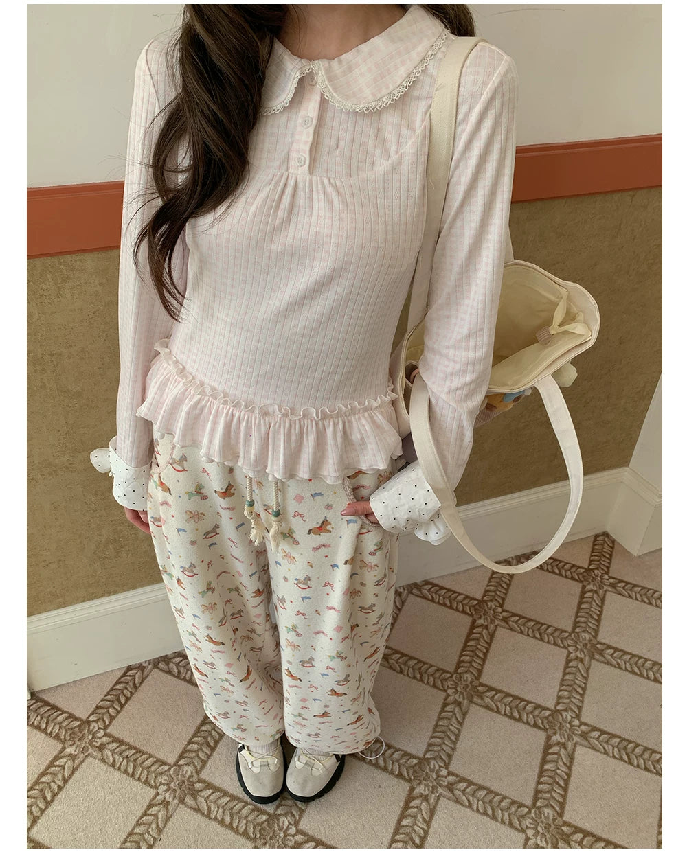 “Dream Pony Picnic” Apricot Pony Print Lounge Pants