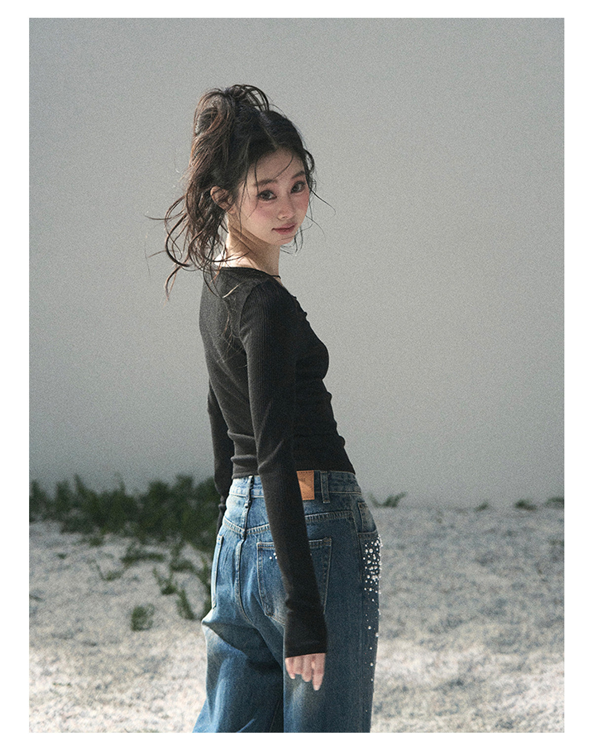 “Day & Night” Midnight Black Lace Knit Top