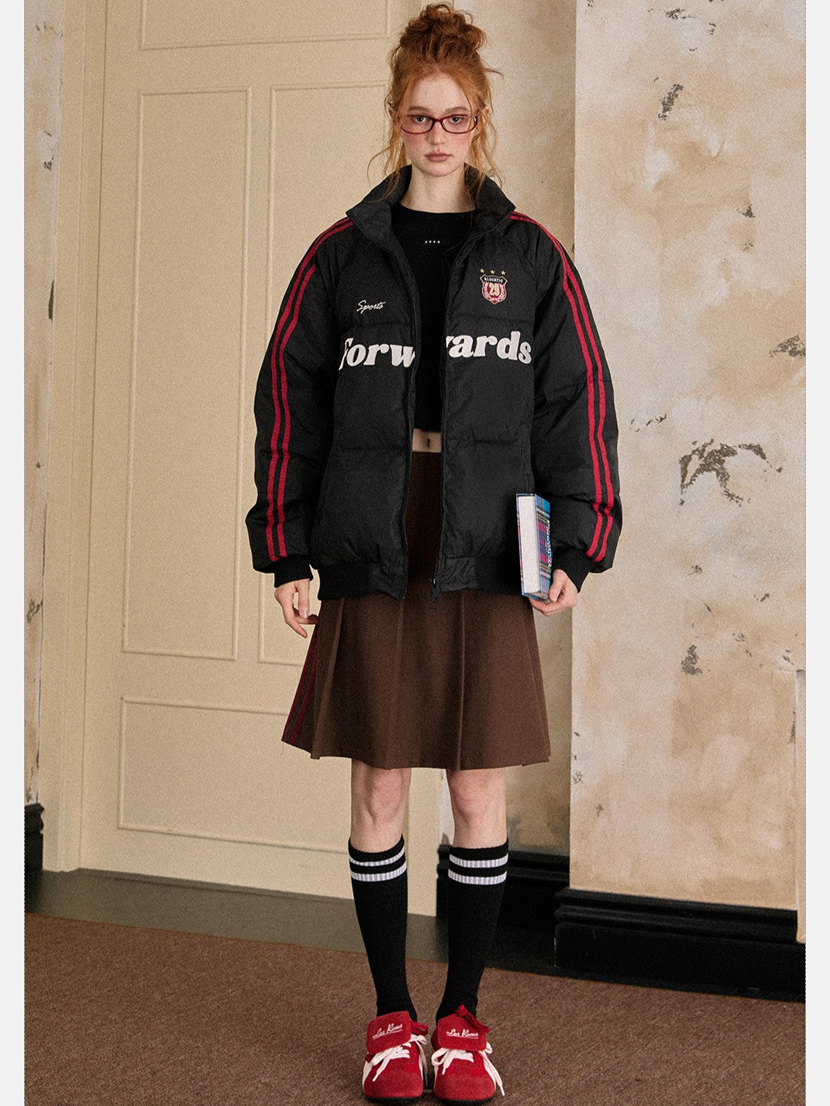 EZEK - Vintage Varsity Stripe Puffer Jacket