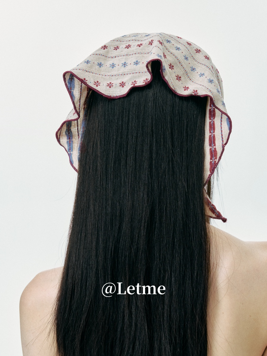 Beige Floral Print Triangle Headscarf – Vintage Neckerchief Bandana