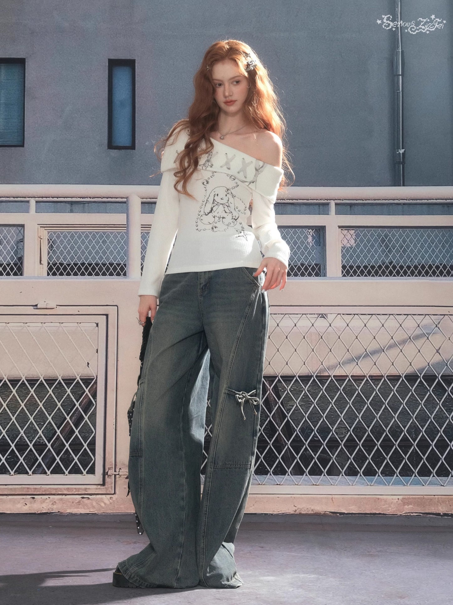 ZiziFei - Bow Detail Straight Leg Jeans – Relaxed Fit Panel Denim