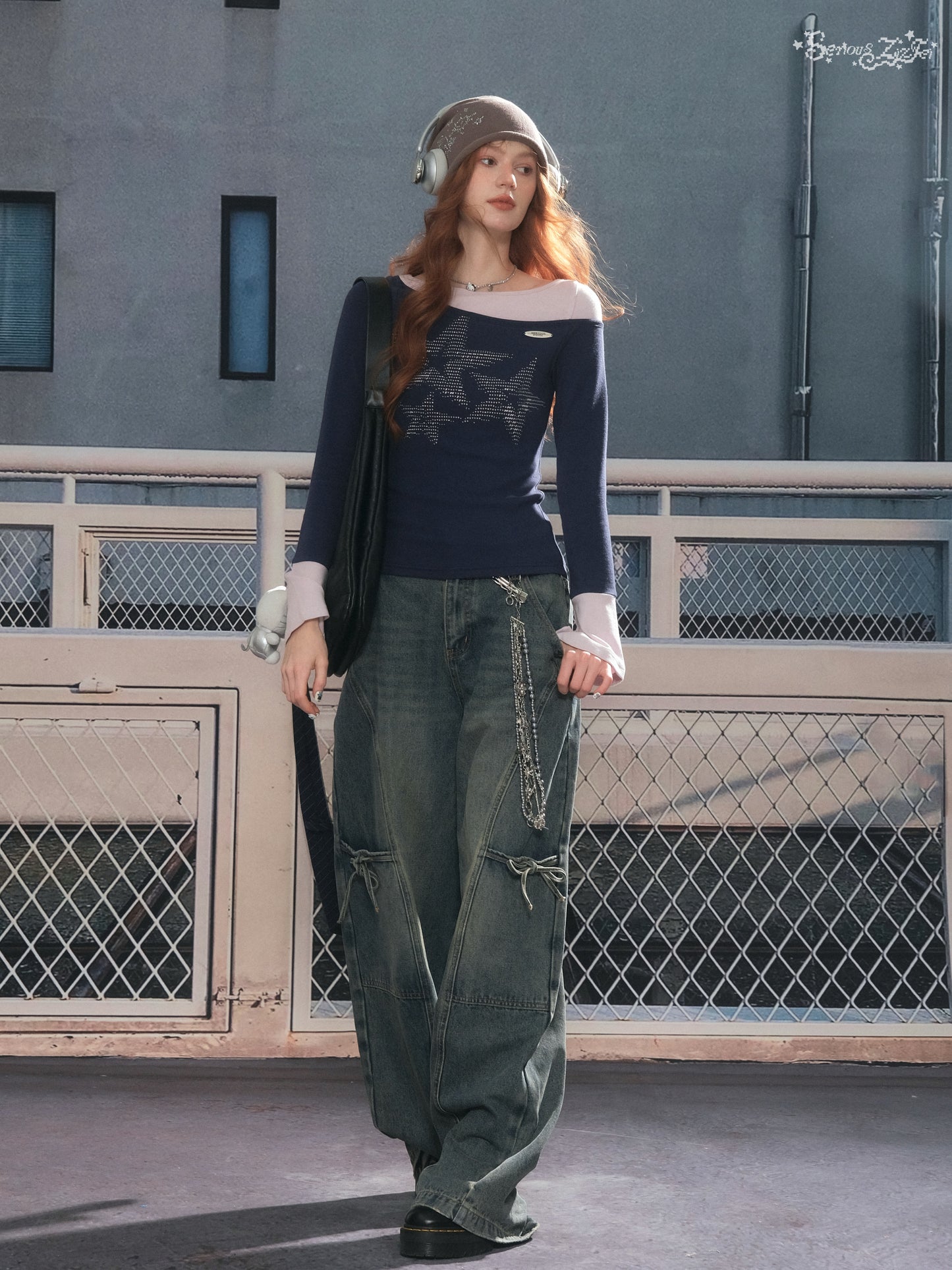 ZiziFei - Bow Detail Straight Leg Jeans – Relaxed Fit Panel Denim