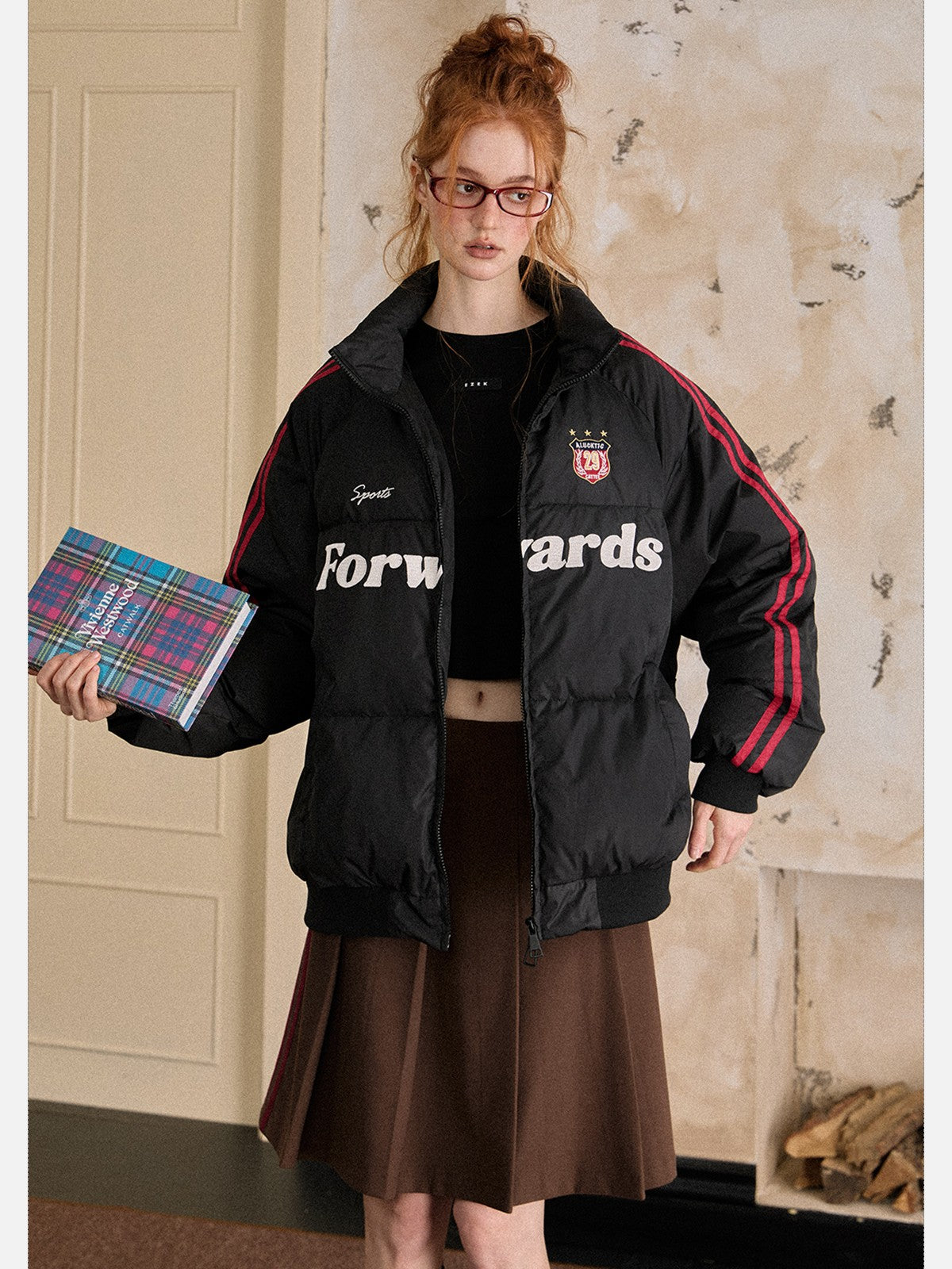 EZEK - Vintage Varsity Stripe Puffer Jacket