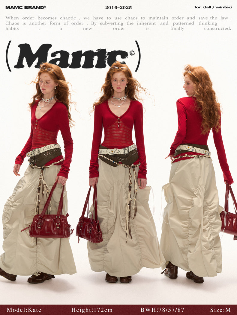 MAMC - Hollow-Out Panel V-Neck Slim Fit Top