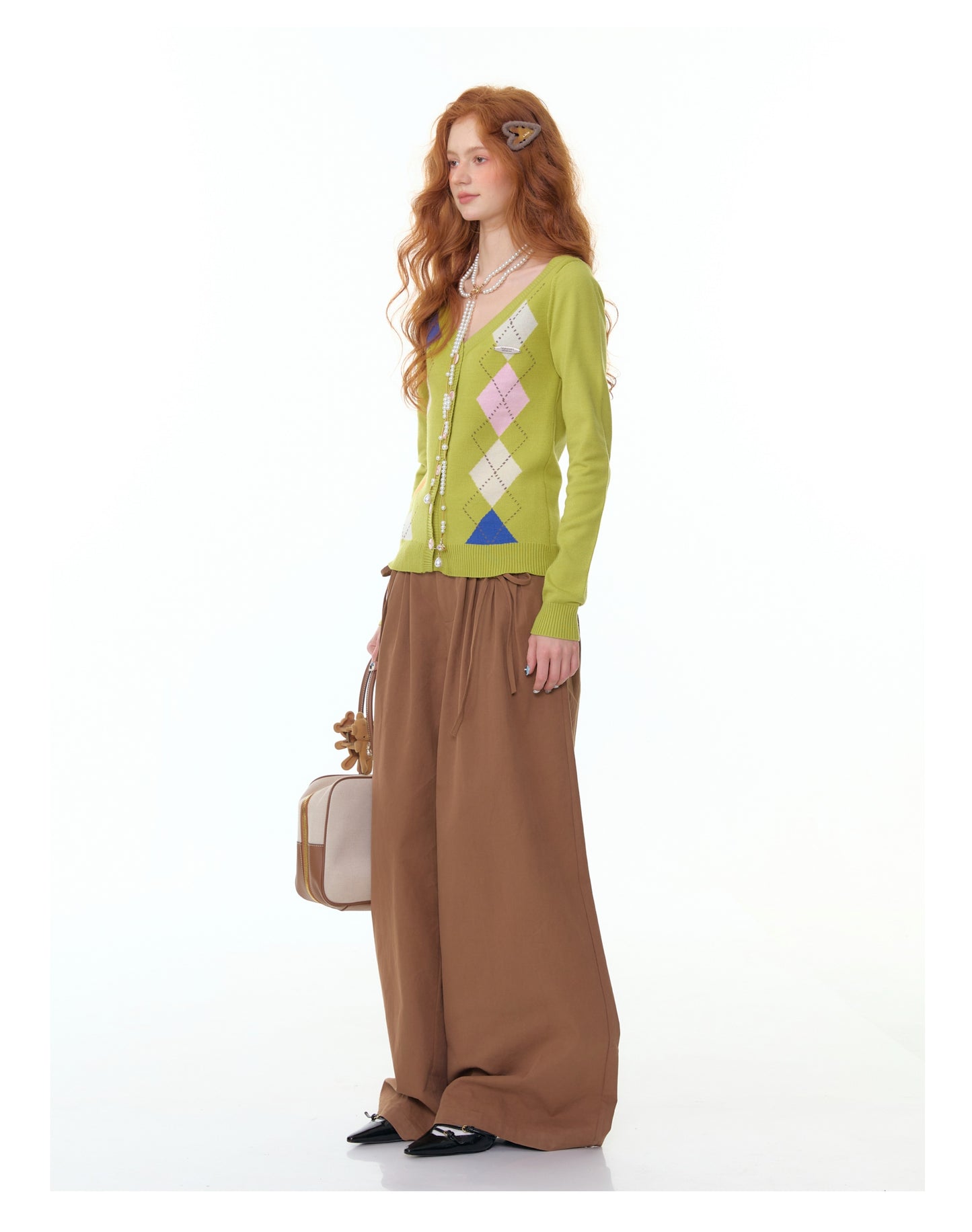 ZiziFei - "Paper Doll Magic" Wide-Leg Ribbon Pants