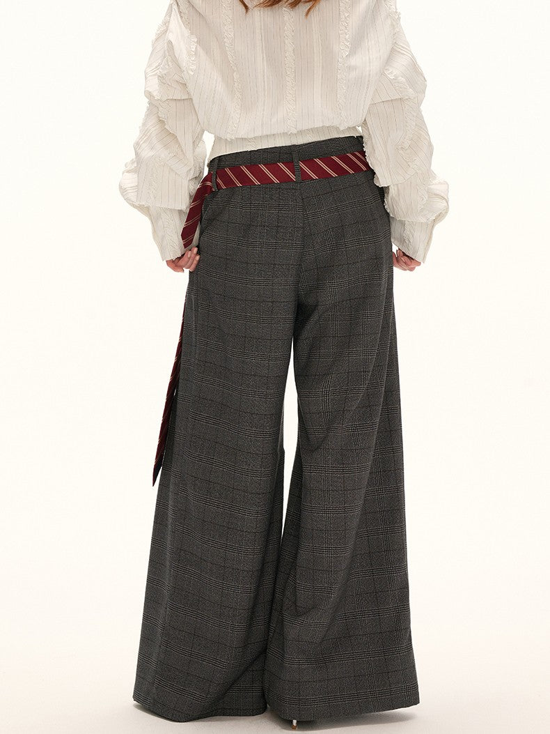 MAMC - Double Waistband Plaid Wide-Leg Trousers – High-End Loose Straight Pants