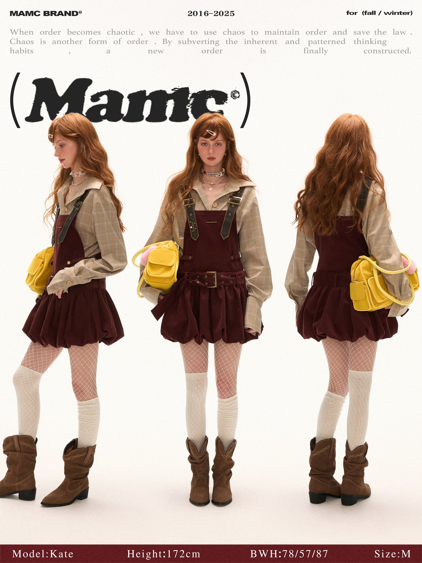 MAMC - Wine Red Corduroy Buckle Strap Mini Dress