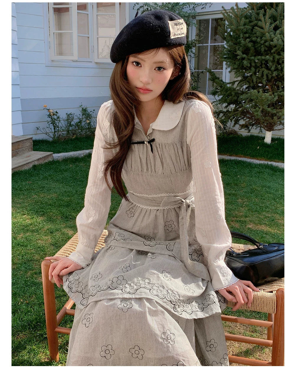 “Woodland Waltz Reverie” Grey Layered Cake Dress