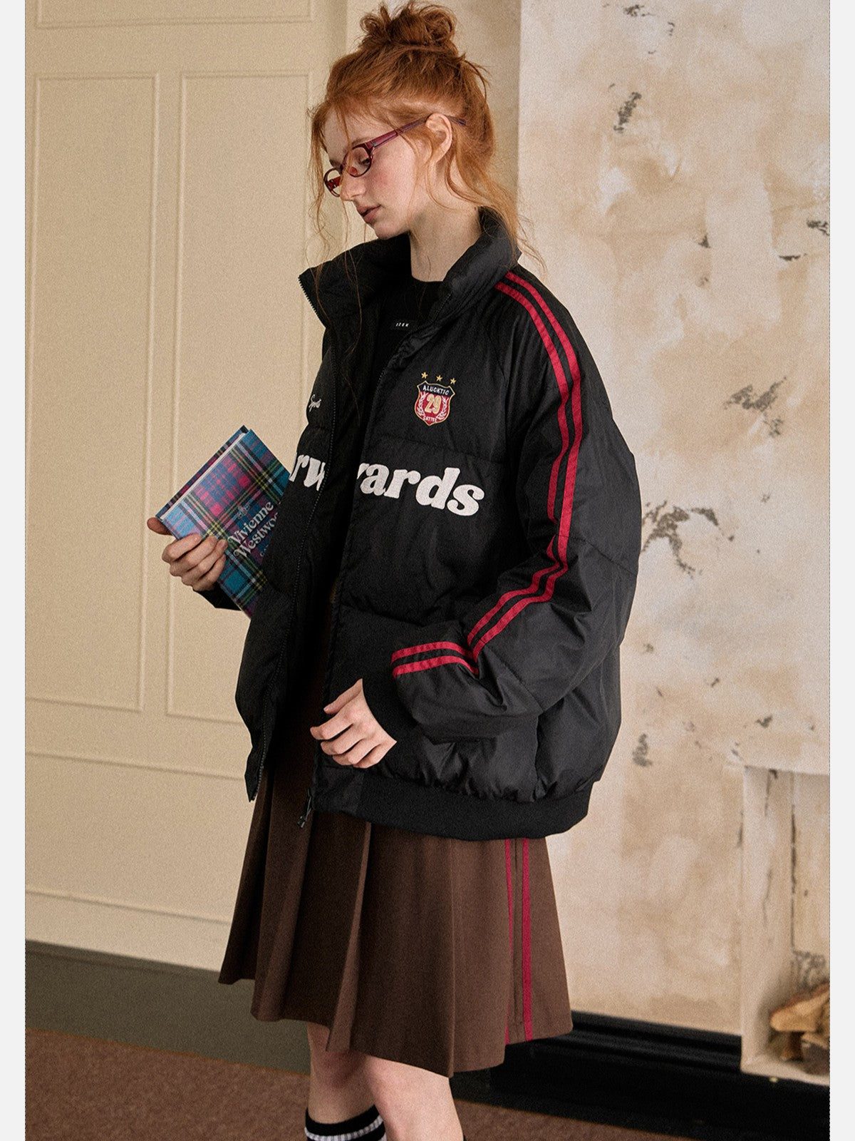 EZEK - Vintage Varsity Stripe Puffer Jacket