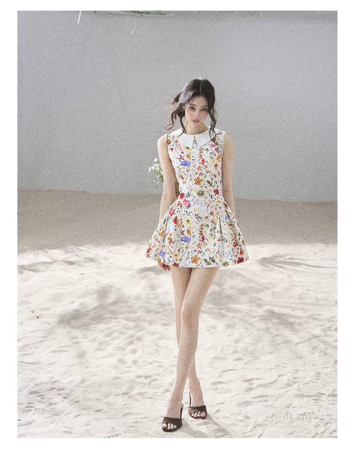 "Fallen Petals" Fleur White Floral Mini Dress