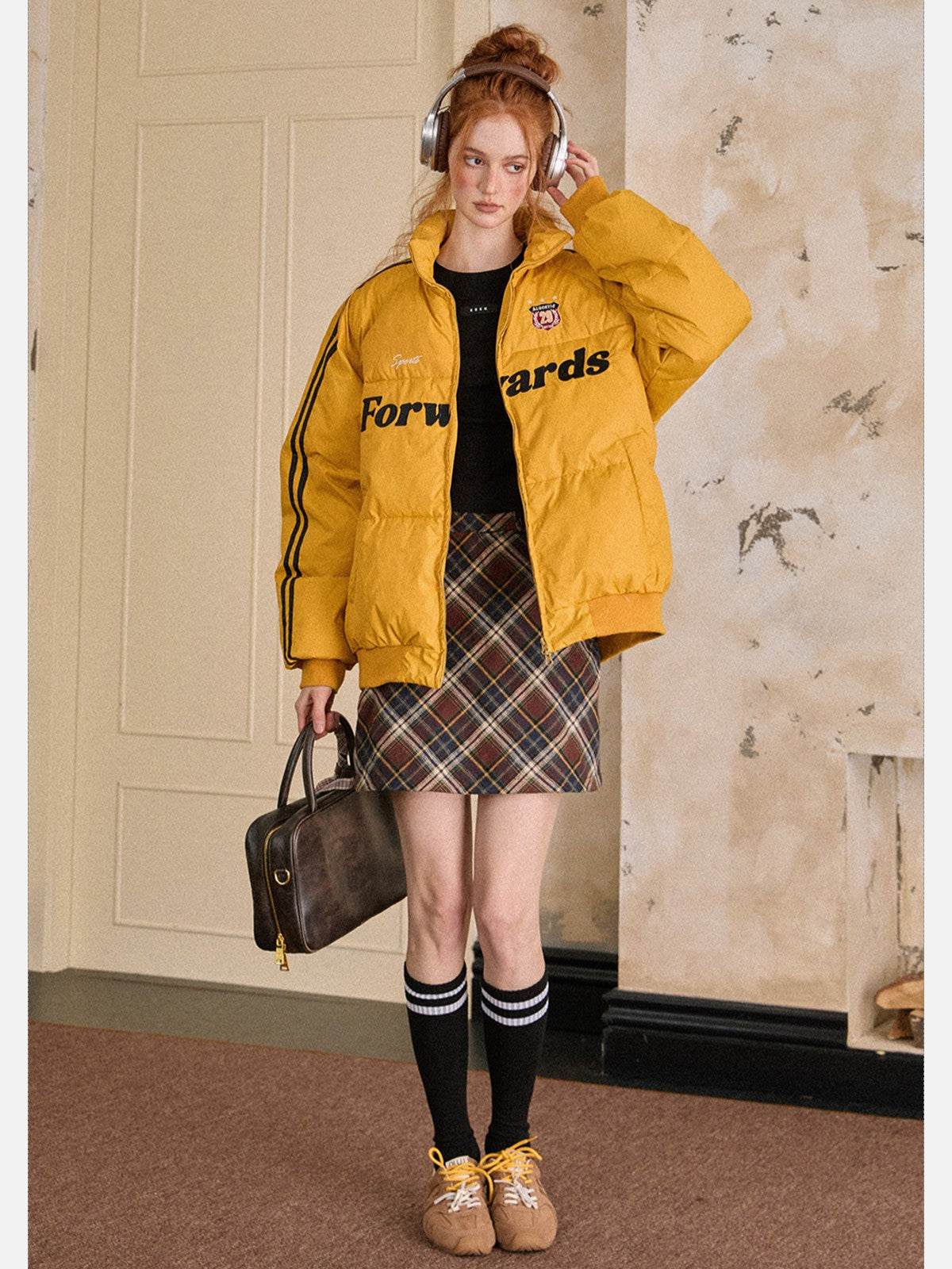 EZEK - Vintage Varsity Stripe Puffer Jacket