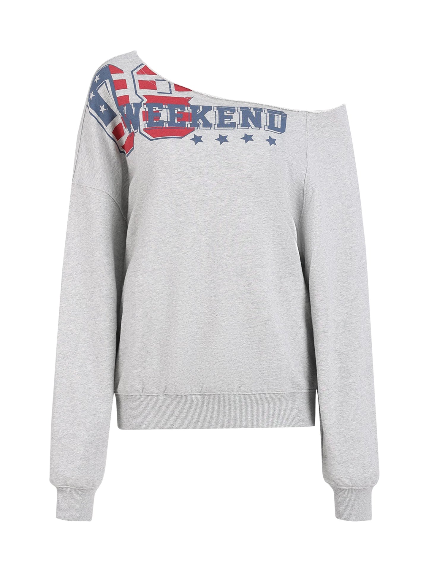"Heritage Flight" Gray Off-Shoulder Sweatshirt