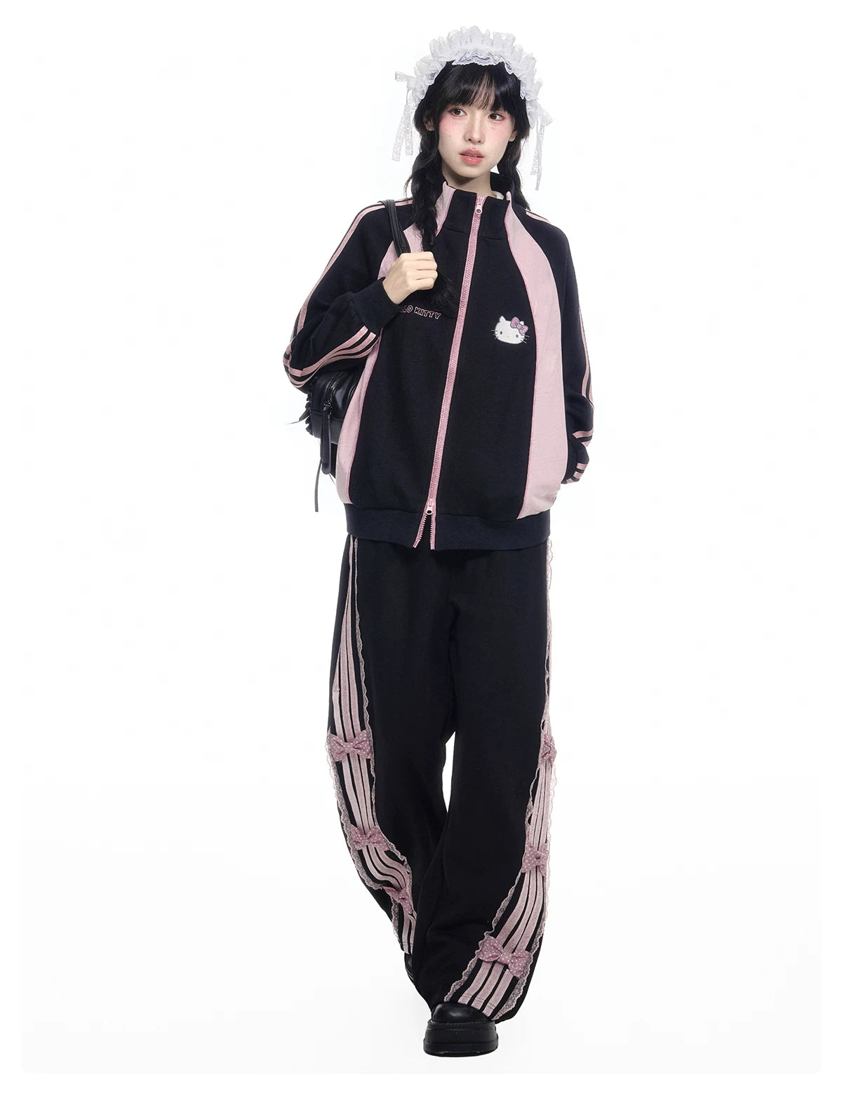 170726K "Pink Velocity" Black Athletic Collection (Track Jacket / Athletic Shorts / Bow Track Pants)