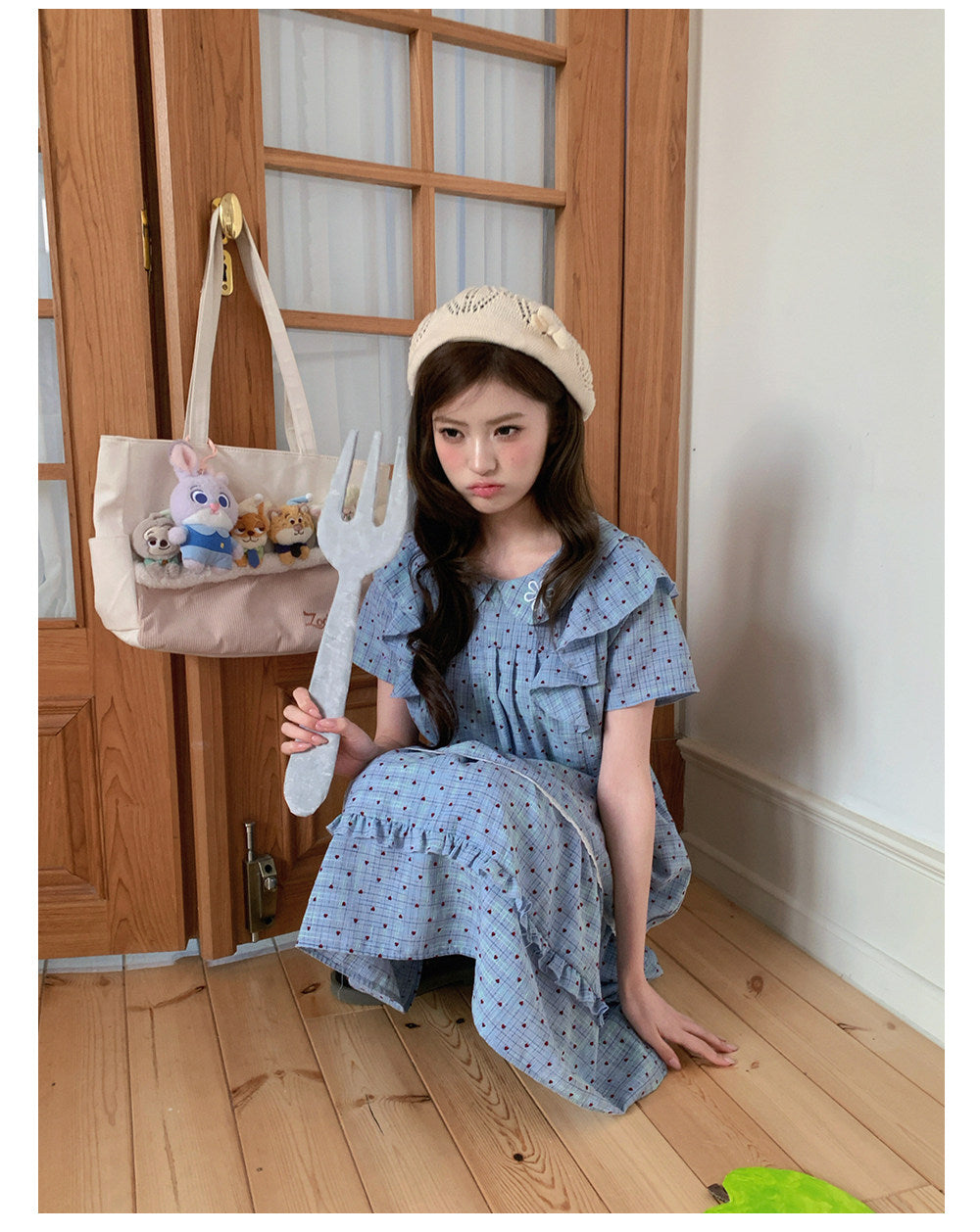 “Blueberry Tart Reverie” Blue Polka Dot Tea Dress