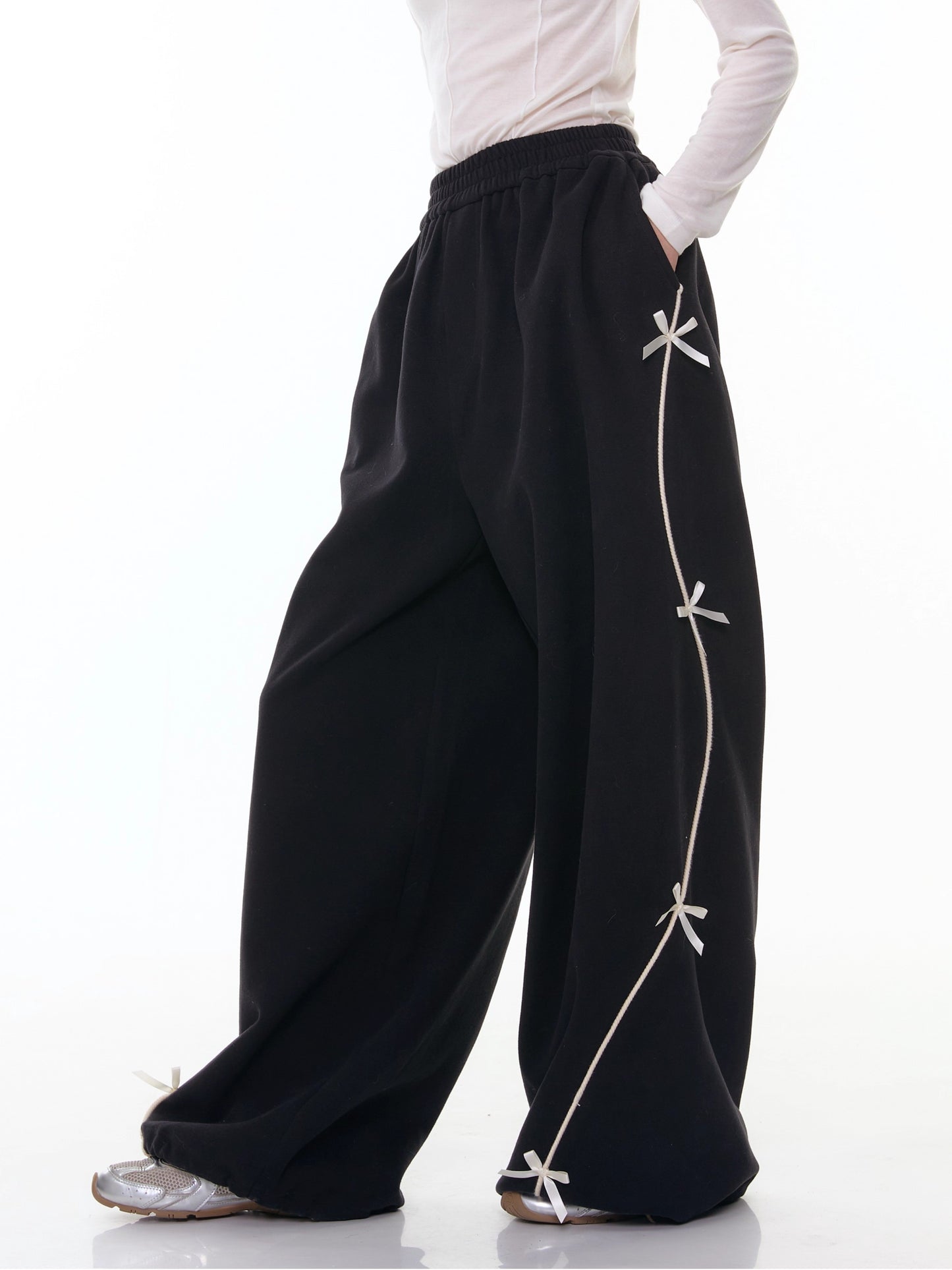 ZiziFei - Sweet Ribbon-Drawstring Jogger Pants
