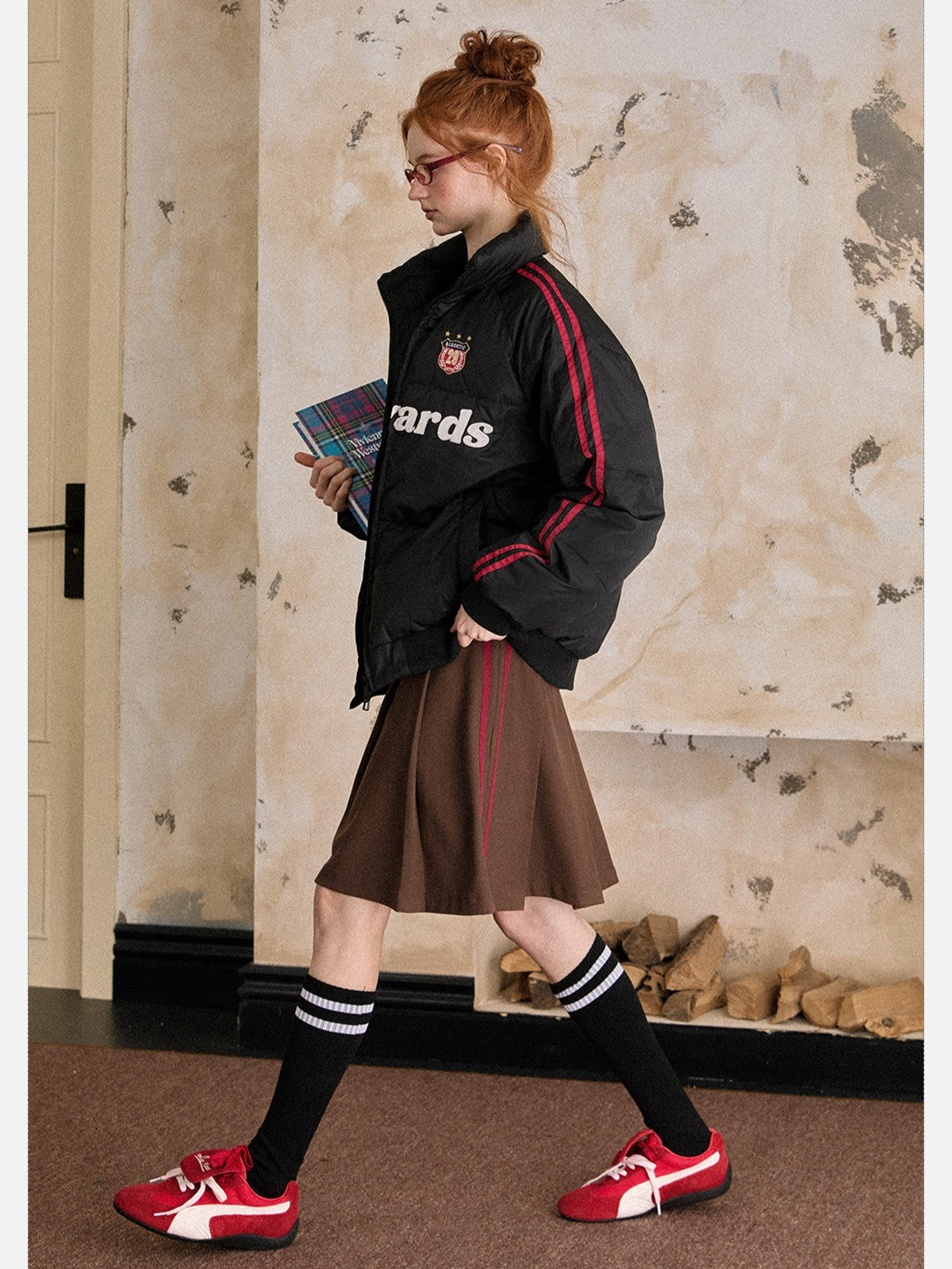 EZEK - Vintage Varsity Stripe Puffer Jacket