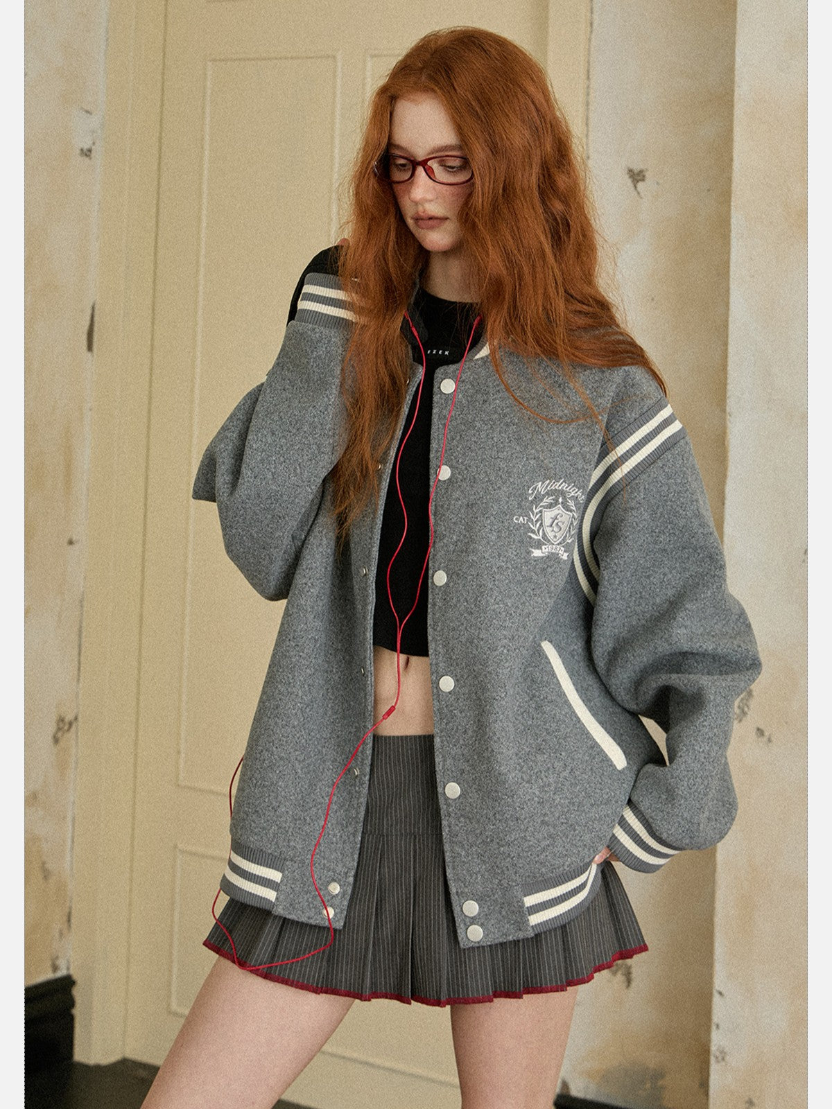 EZEK - Retro Varsity Wool Blend Cropped Jacket