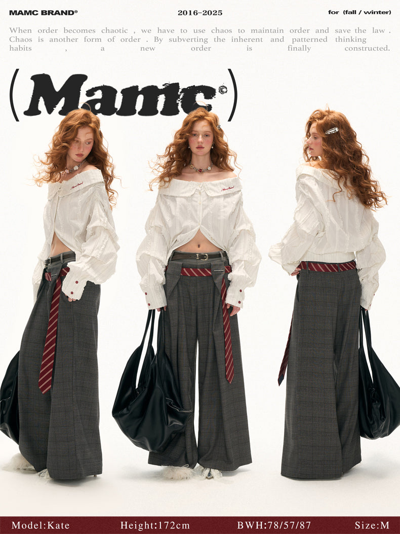 MAMC - White Striped Layered V-Neck Shirt