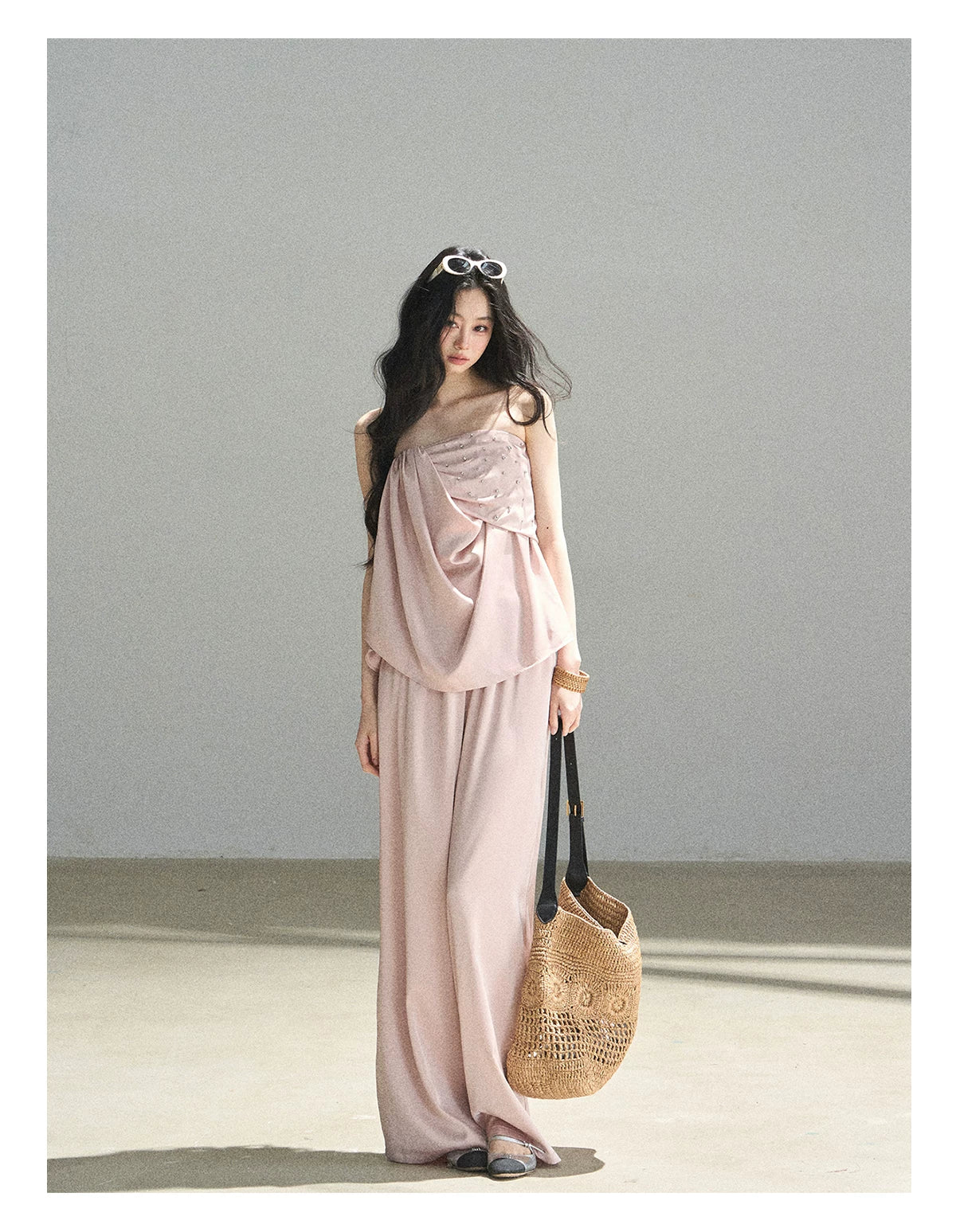 "Summer Rain at Dusk" Dusty Rose Satin Two-Piece Set