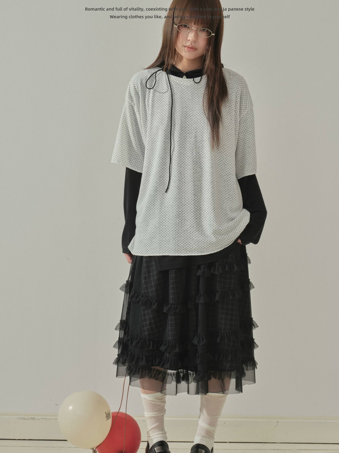 "Summer Haze" Hooded Knit Sun Protection Long Sleeve T-Shirt (Black / White)