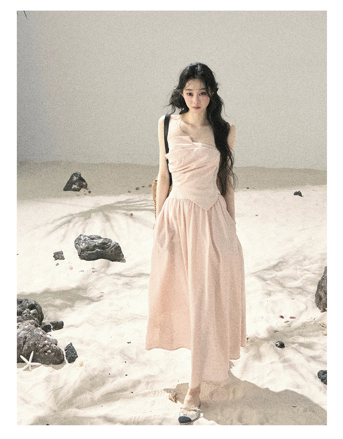 "Blushing Sunset Clouds" Ballet Pink Strapless Maxi Dress