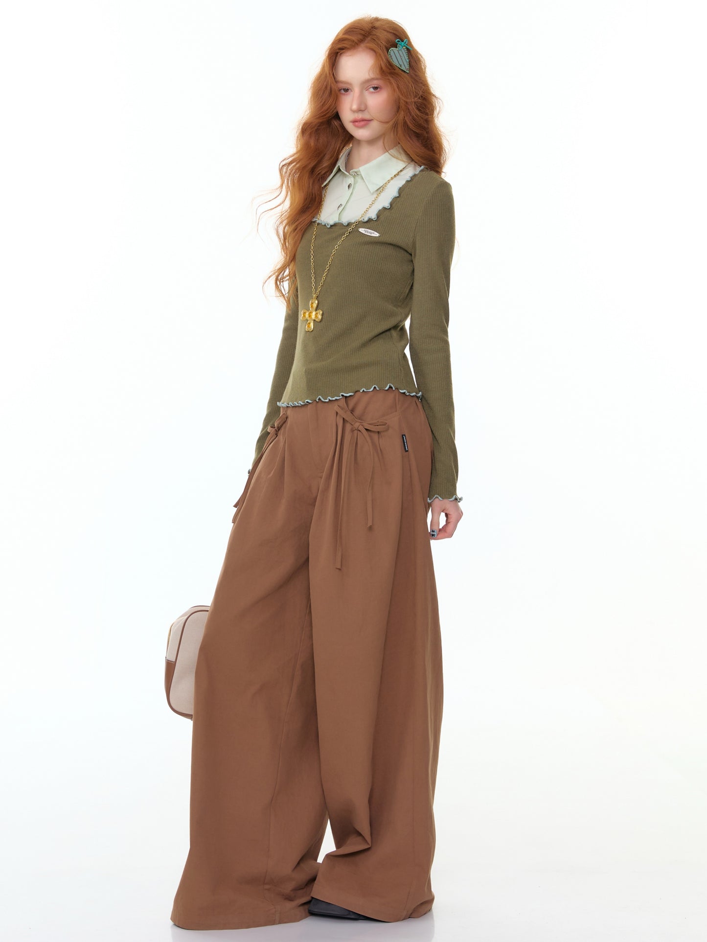 ZiziFei - "Forest Muse" Double-Layer Knit Top