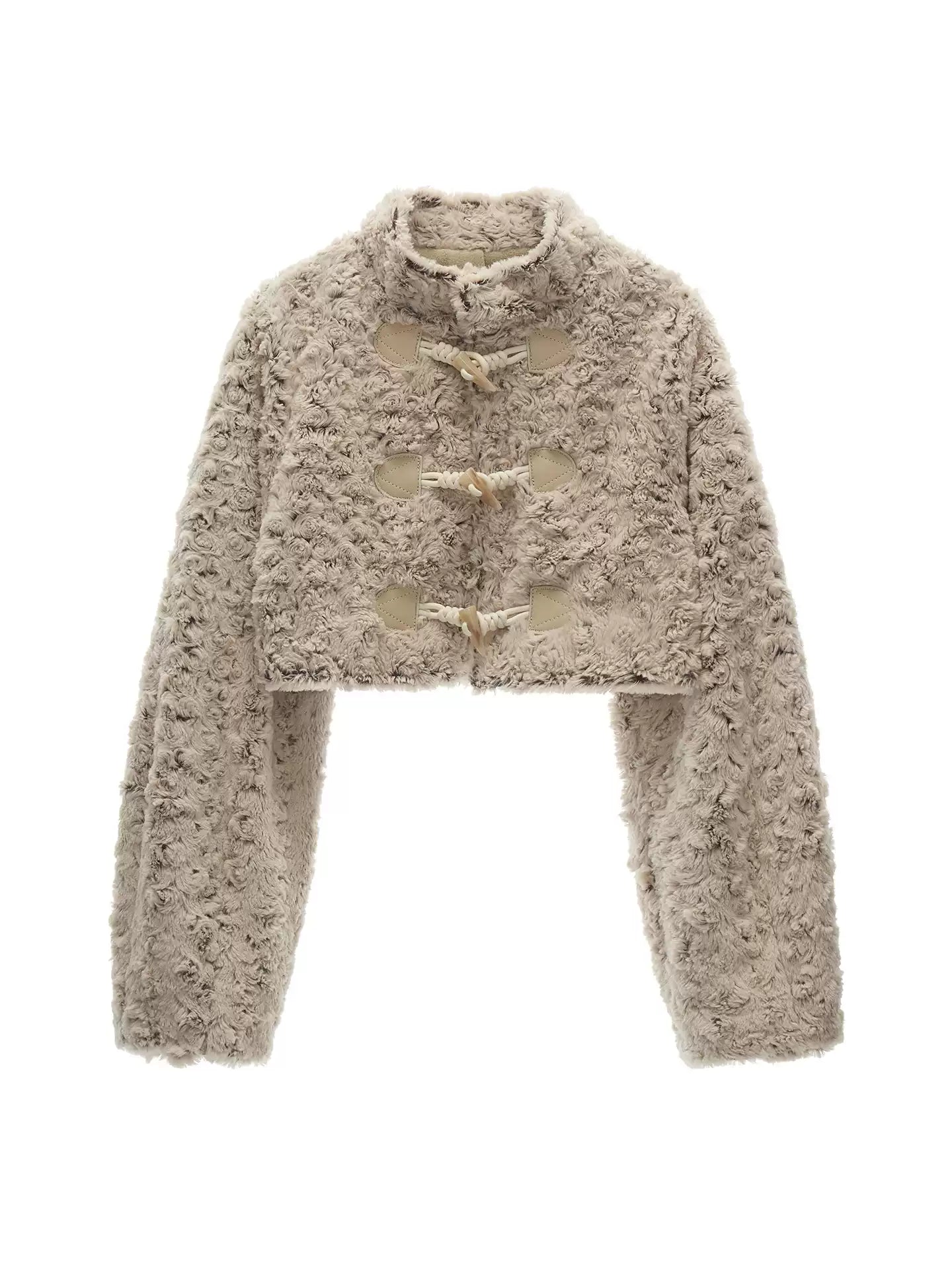 MAMC - Petal-Detail Almond Short Tweed-Style Jacket WE885